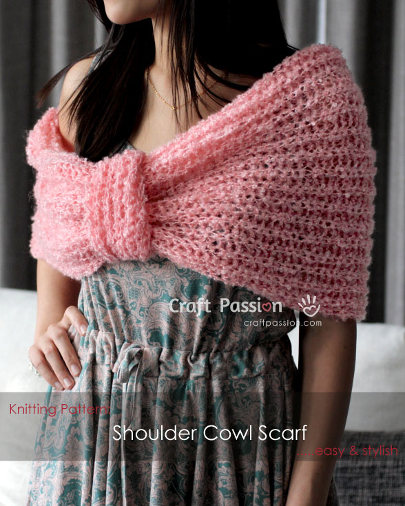 Free knitting pattern for Shoulder Cowl scarf