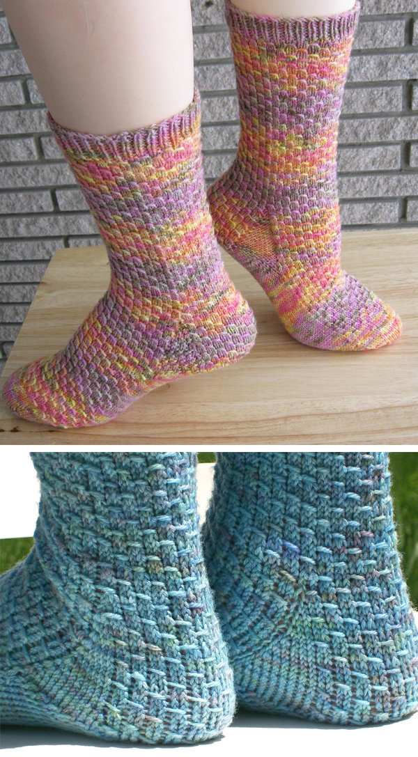 Free Knitting Pattern for 4 Row Repeat Show-off Stranded Socks