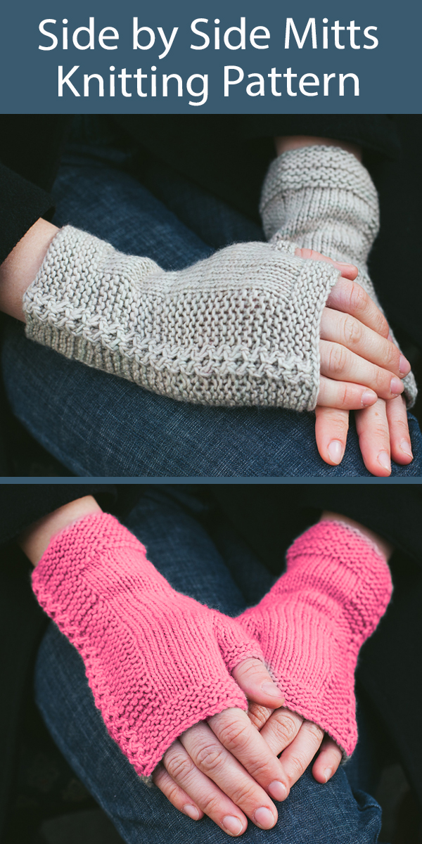 Mitts Knitting Pattern for Side by Side Fingerless Mitts