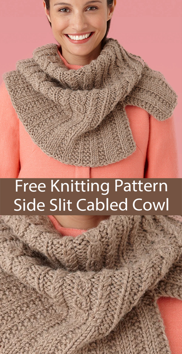Free Cowl Knitting Pattern Side Slit Cabled Cowl