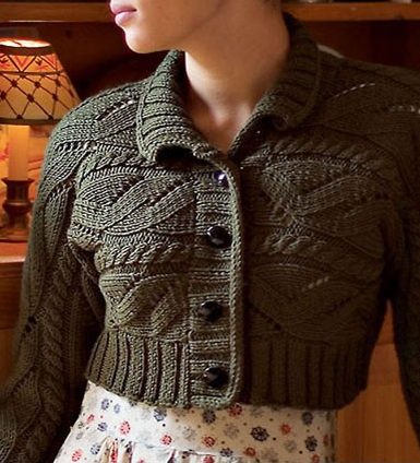 Knitting pattern for Sideways Spencer cropped cardigan