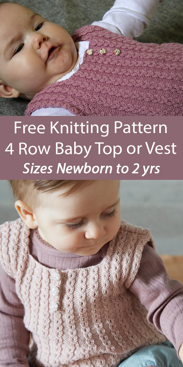 Free Baby Top Knitting Pattern Sigga Baby Vest 4 Row Repeat