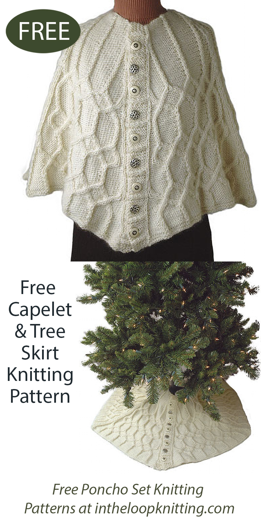 Free Silent Night Capelet Poncho And Tree Skirt Knitting Pattern Set