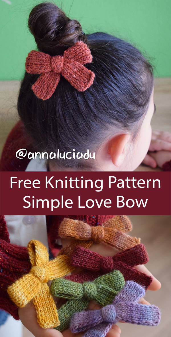 Free Hair Bow Knitting Pattern Yukon Simple Love Bow Stashbuster