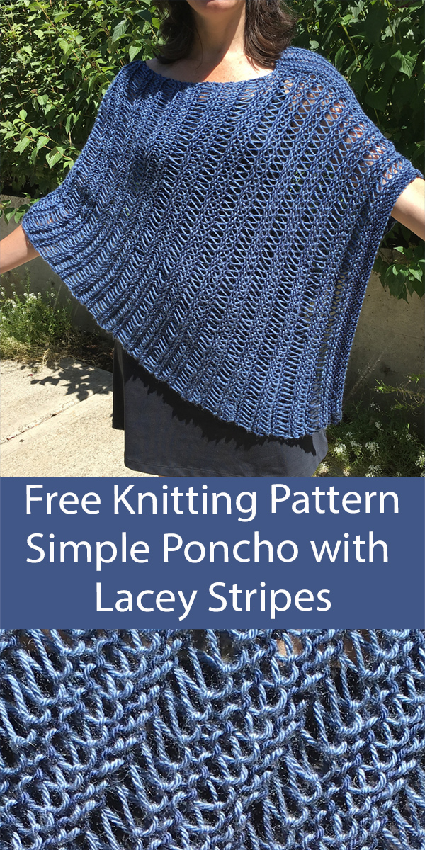 Free Easy Poncho Knitting Pattern Simple Poncho with Lacey Stripes