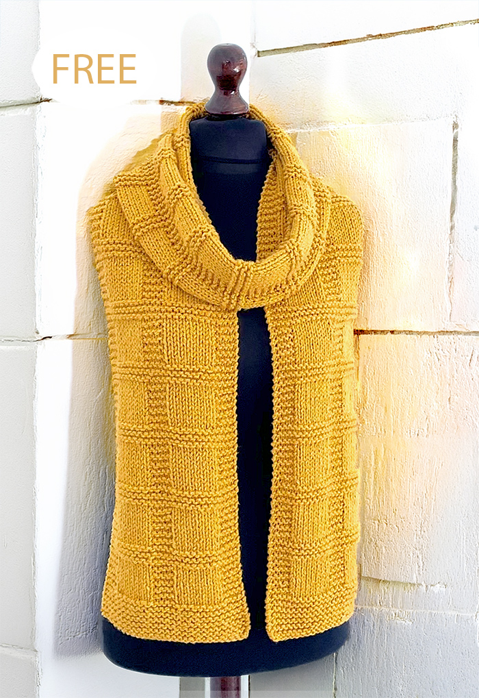 Free Simple Squares Scarf Knitting Pattern