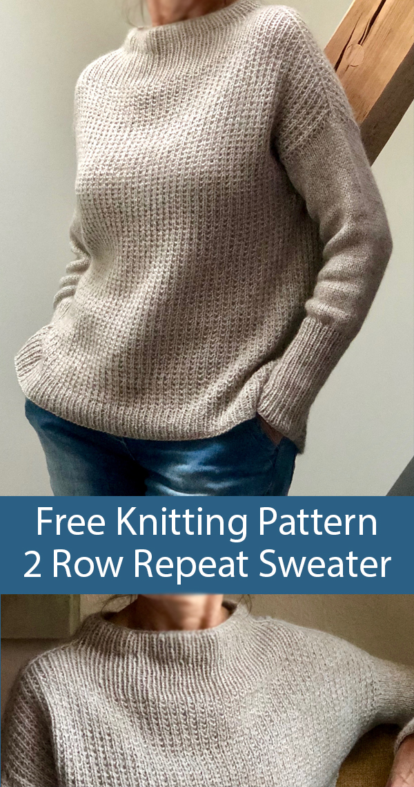 Free Knitting Pattern for 2 Row Repeat Sixty Years Sweater