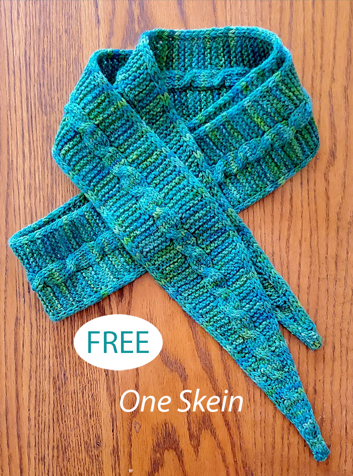 Free One Skein Skinny Cable Scarf Knitting Pattern