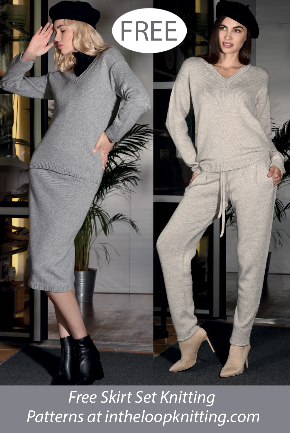 Skirt Suit and Pant Suit Knitting Pattern Set