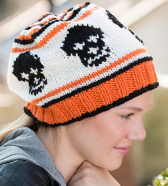 Free Knitting Pattern for Skull Slouchy Beanie Knit Flat