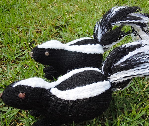 Free knitting pattern for Skunk Baby toy softie