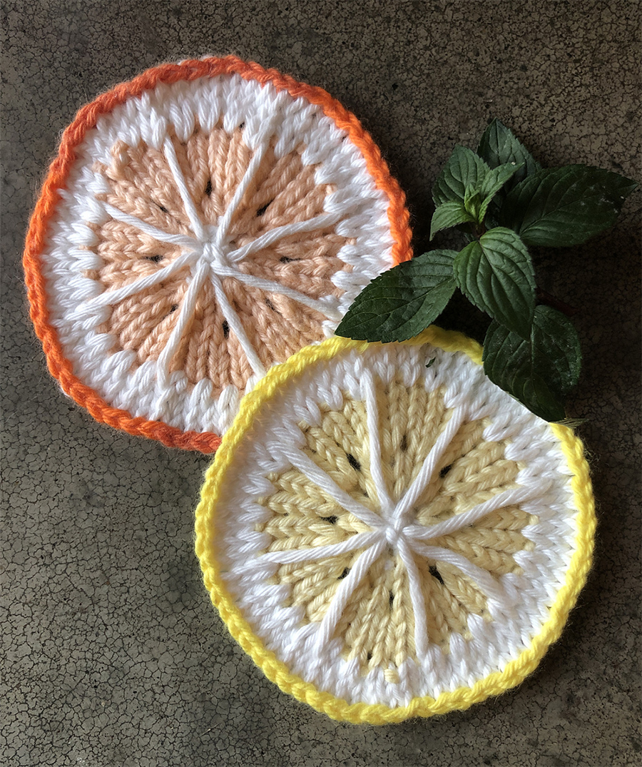 Free Slice of Citrus Coaster Knitting Pattern