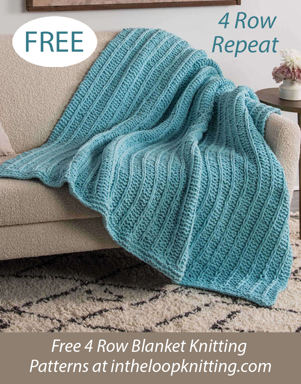 Free Slip Stitch Blanket Knitting Pattern 4 Row Repeat