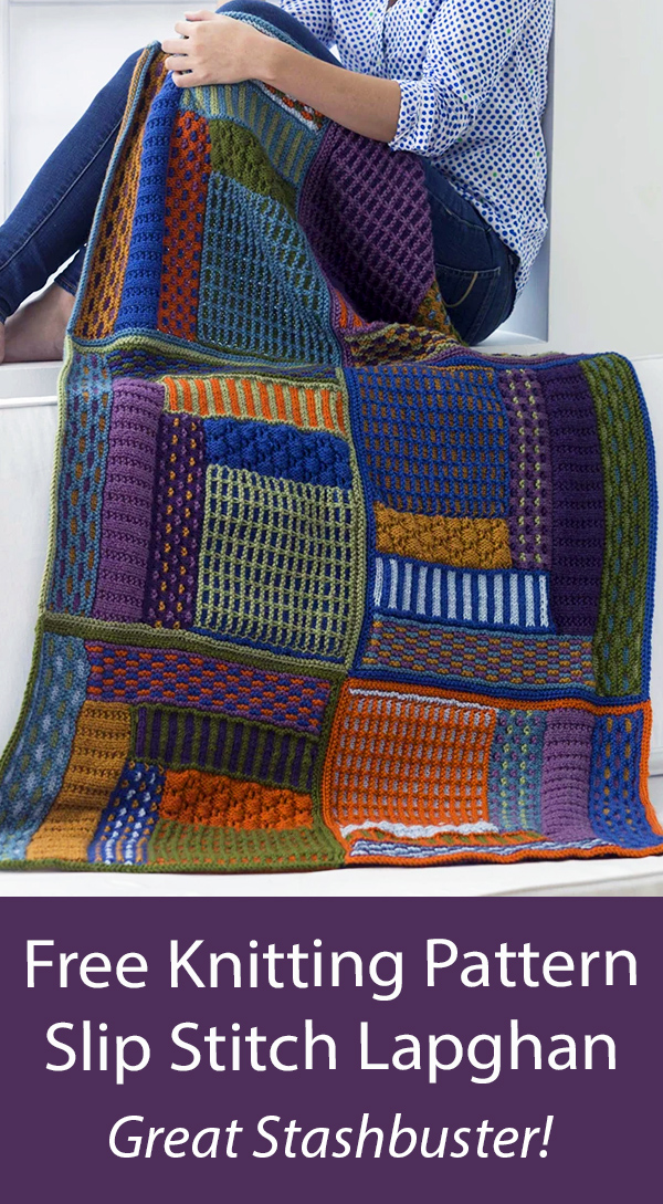 Free Blanket Knitting Pattern Slip Stitch Lapghan Stashbuster