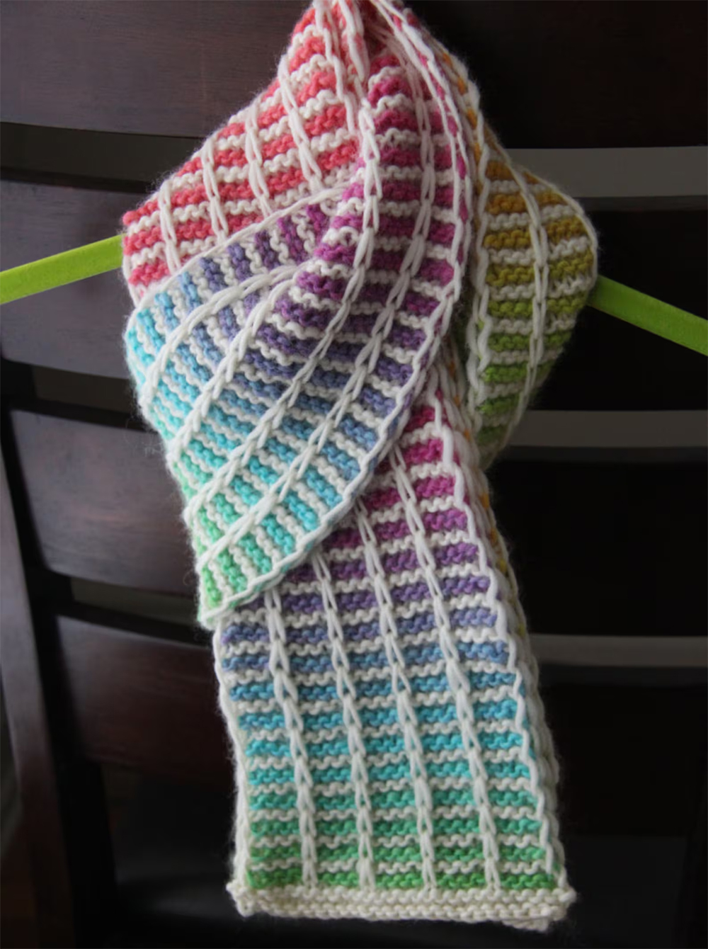 Rainbow Slip Stitch Scarf Knitting Pattern