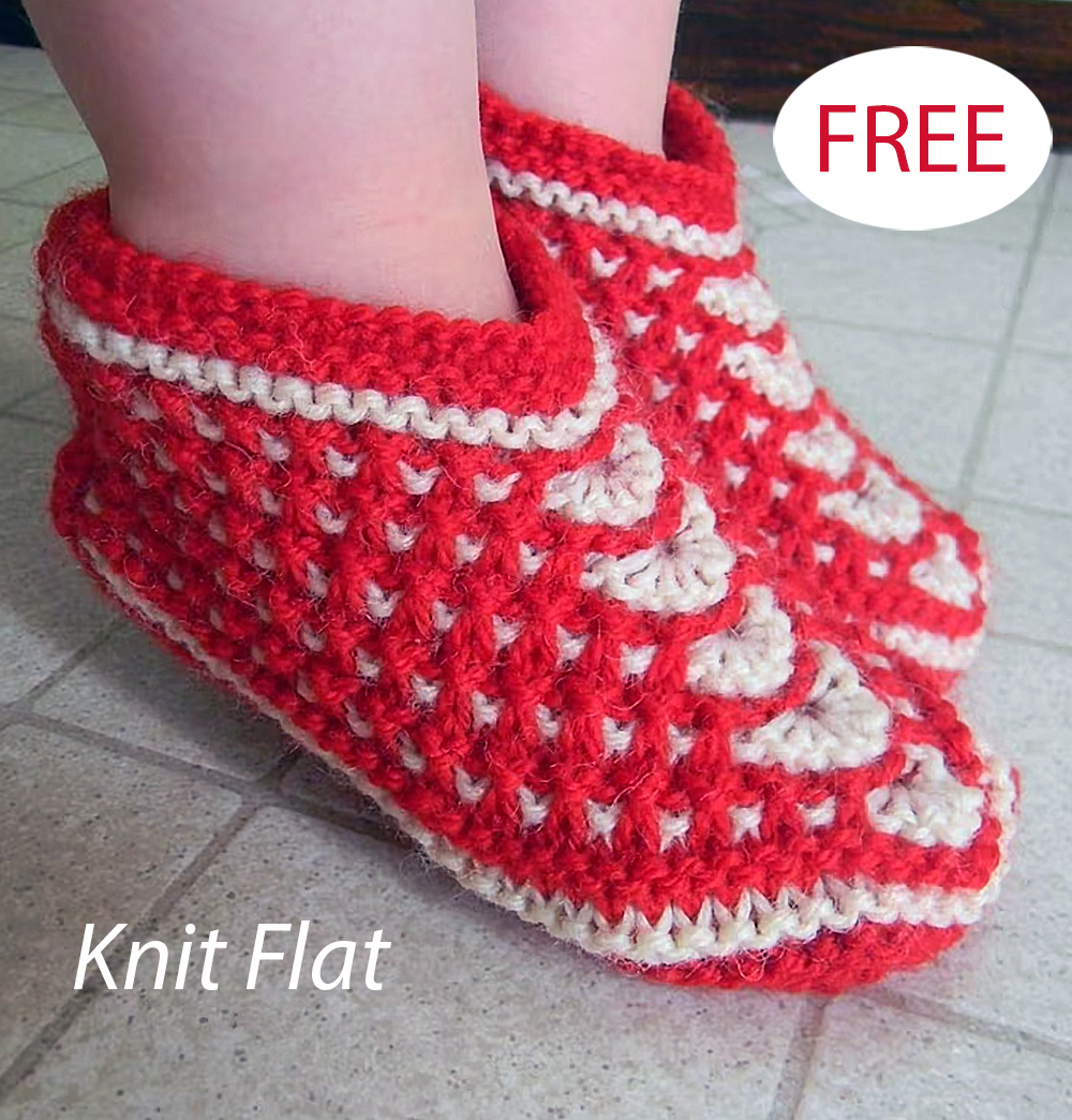 Free Slip-Stitch Slippers Knit Flat Knitting Pattern