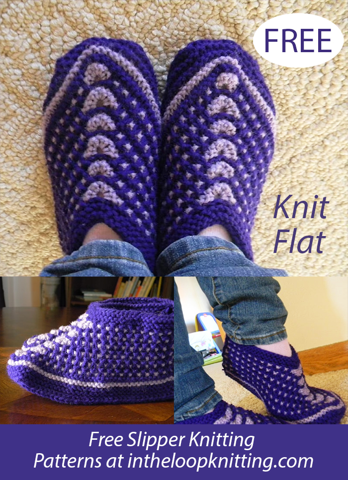 Free Slip-Stitch Slippers Knit Flat Knitting Pattern