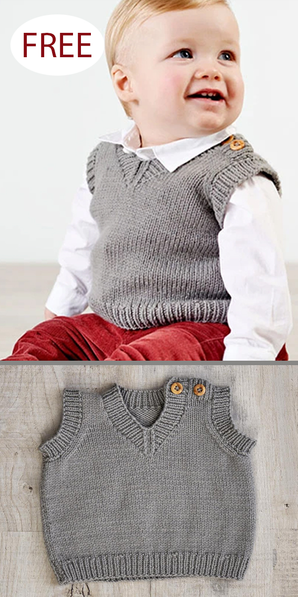 Free Knitting Pattern for Baby Slipover Vest