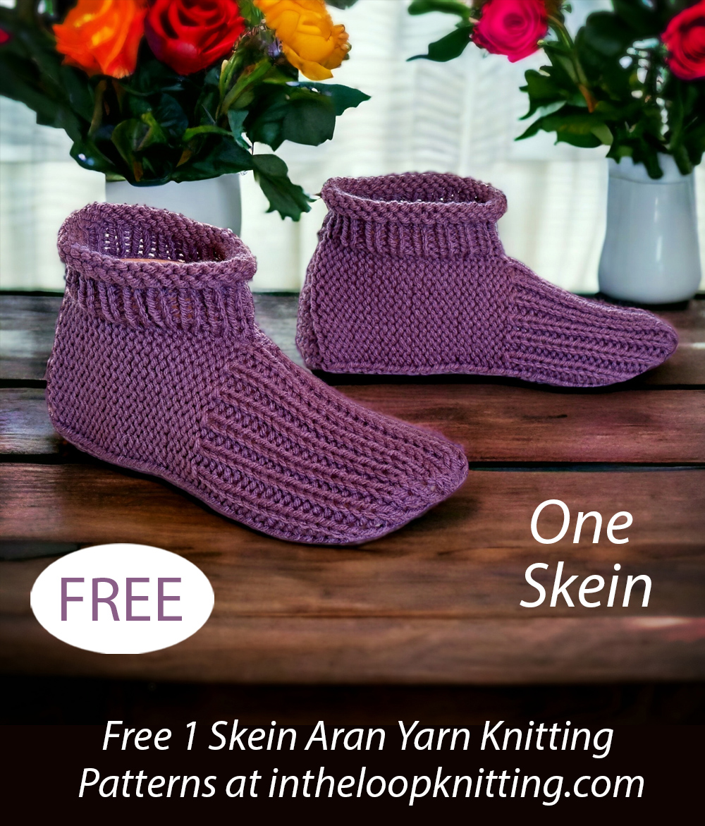 Free One Skein Slippers with a Cuff Knitting Pattern