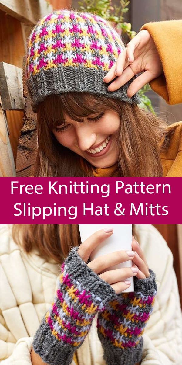 Free Knitting Pattern Slipping Hat and Mitts Set