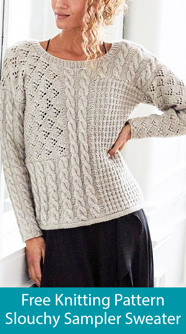 Free Knitting Pattern for Slouchy Sampler Sweater