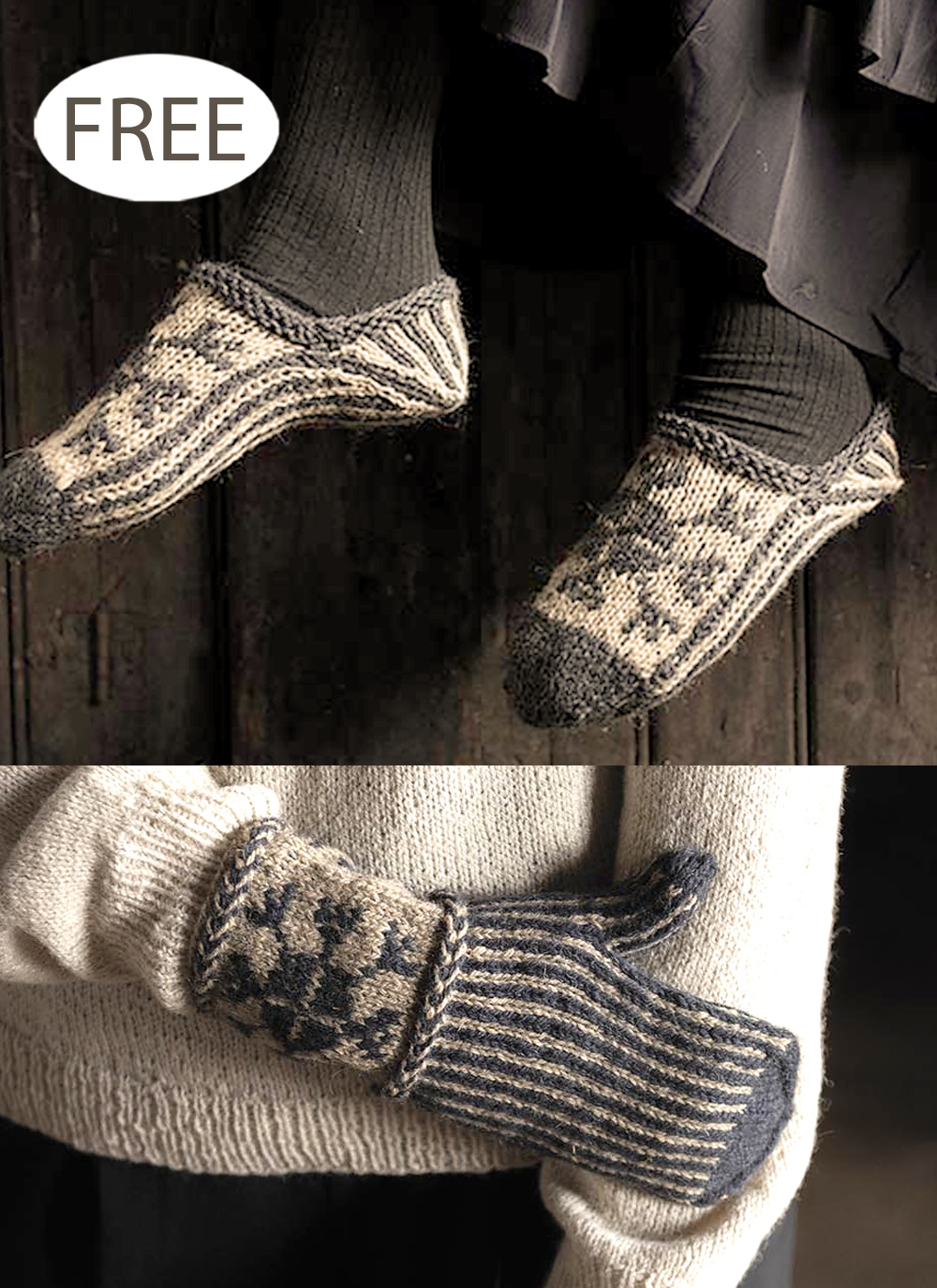 Smide Slippers and Mittens Knitting Pattern Set