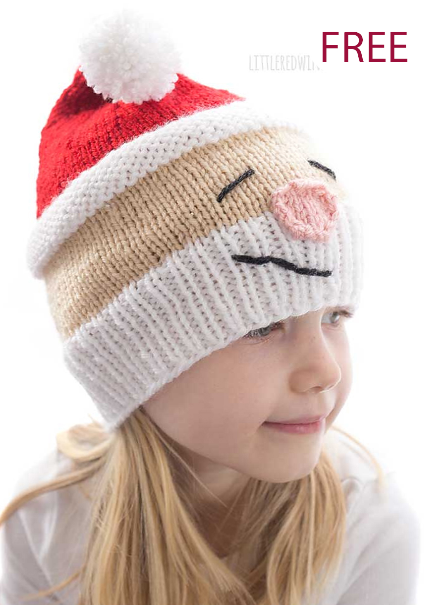 Free Knitting Pattern Smiling Santa Hat