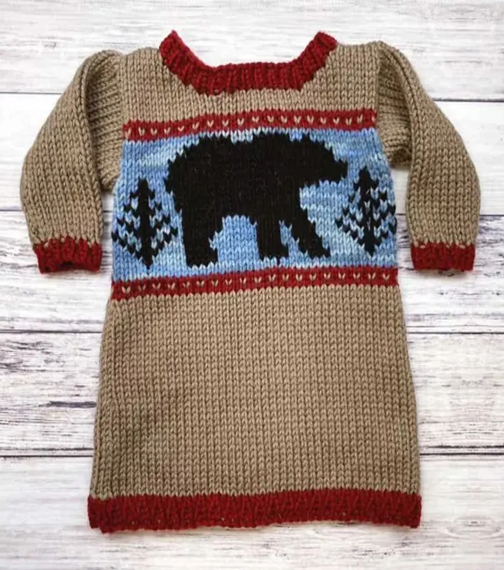 Bear Smoky Mountain Baby Sweater Knitting Pattern Set