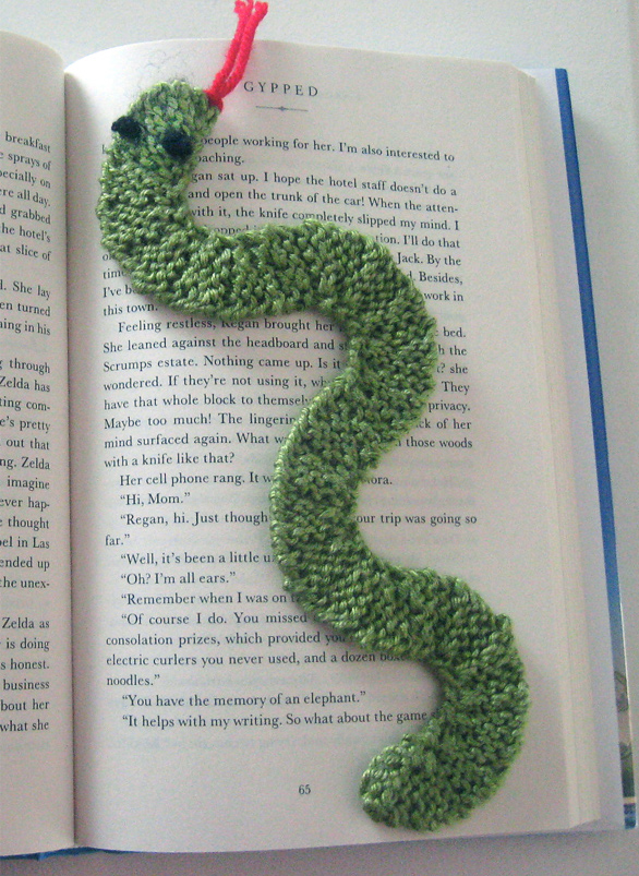 Free Knitting Pattern for Snake Bookmark