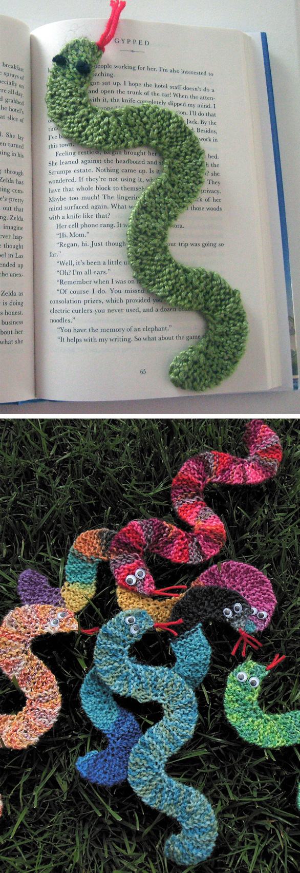 Free Knitting Pattern for Snake Bookmark