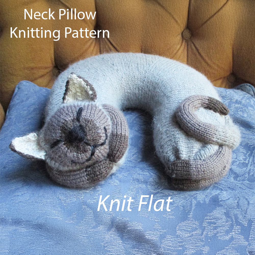 Snoozing Cat Travel Pillow Knitting Pattern