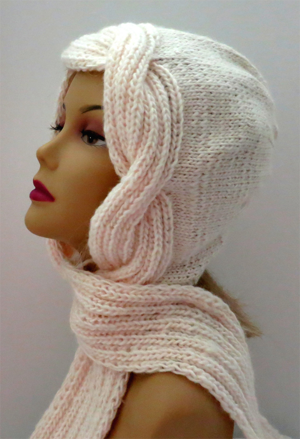 Knitting Pattern for Snow Goddess Hooded Scarf