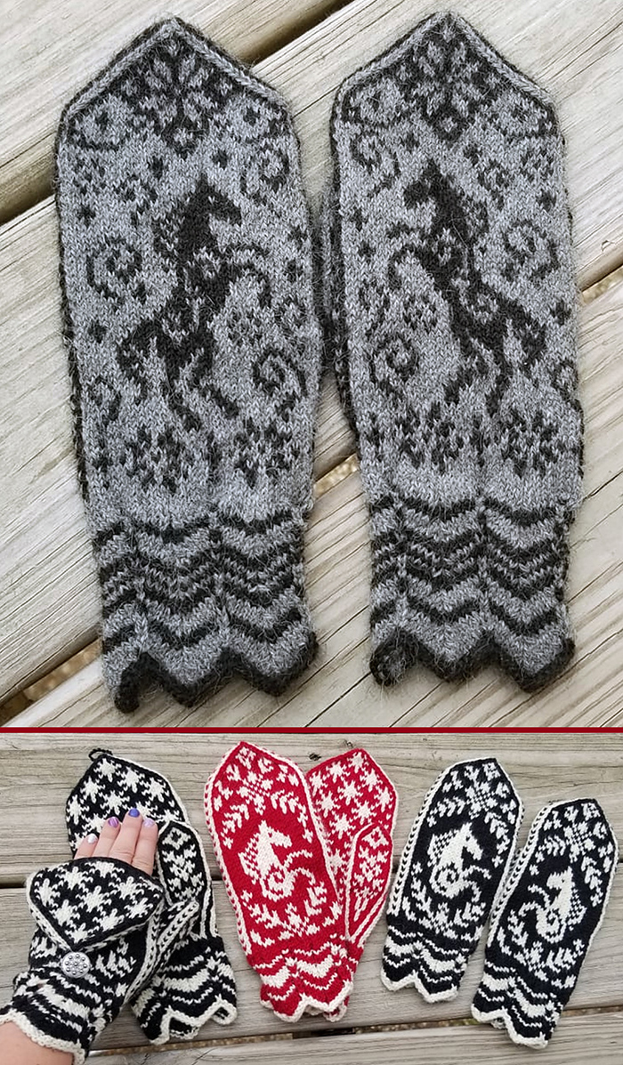 Free Horse Mittens Knitting Pattern