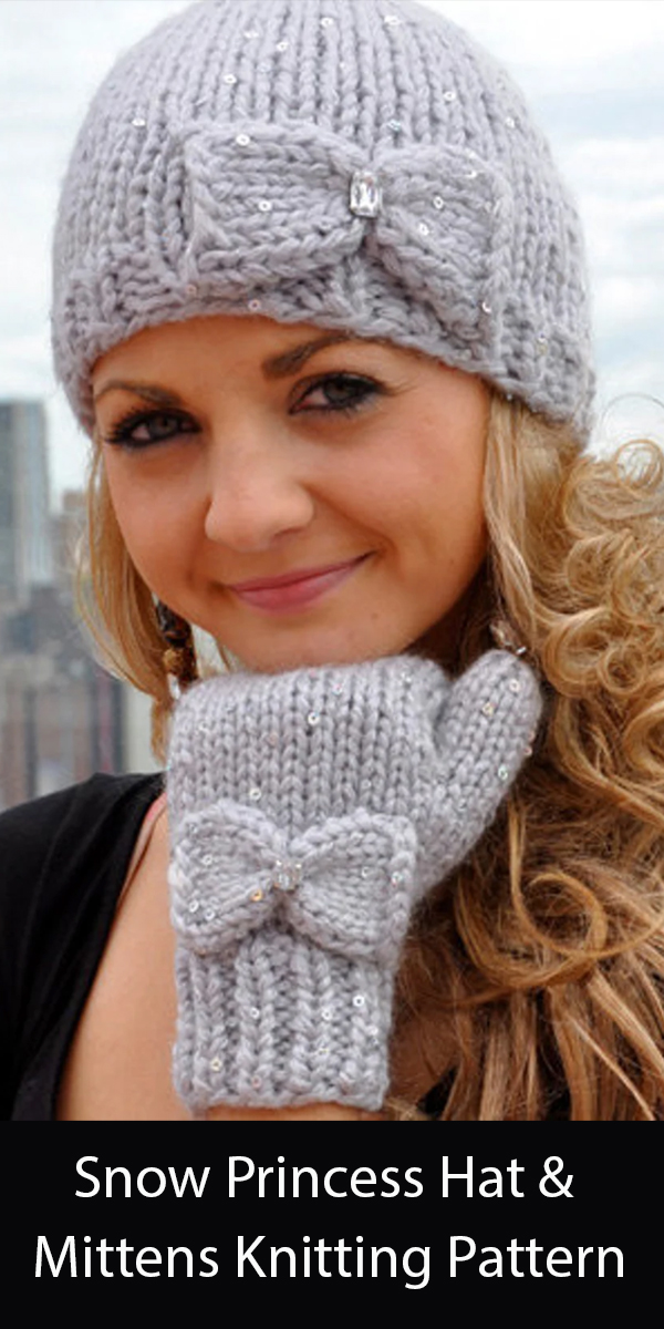 Snow Princess Hat and Mittens Knitting Pattern