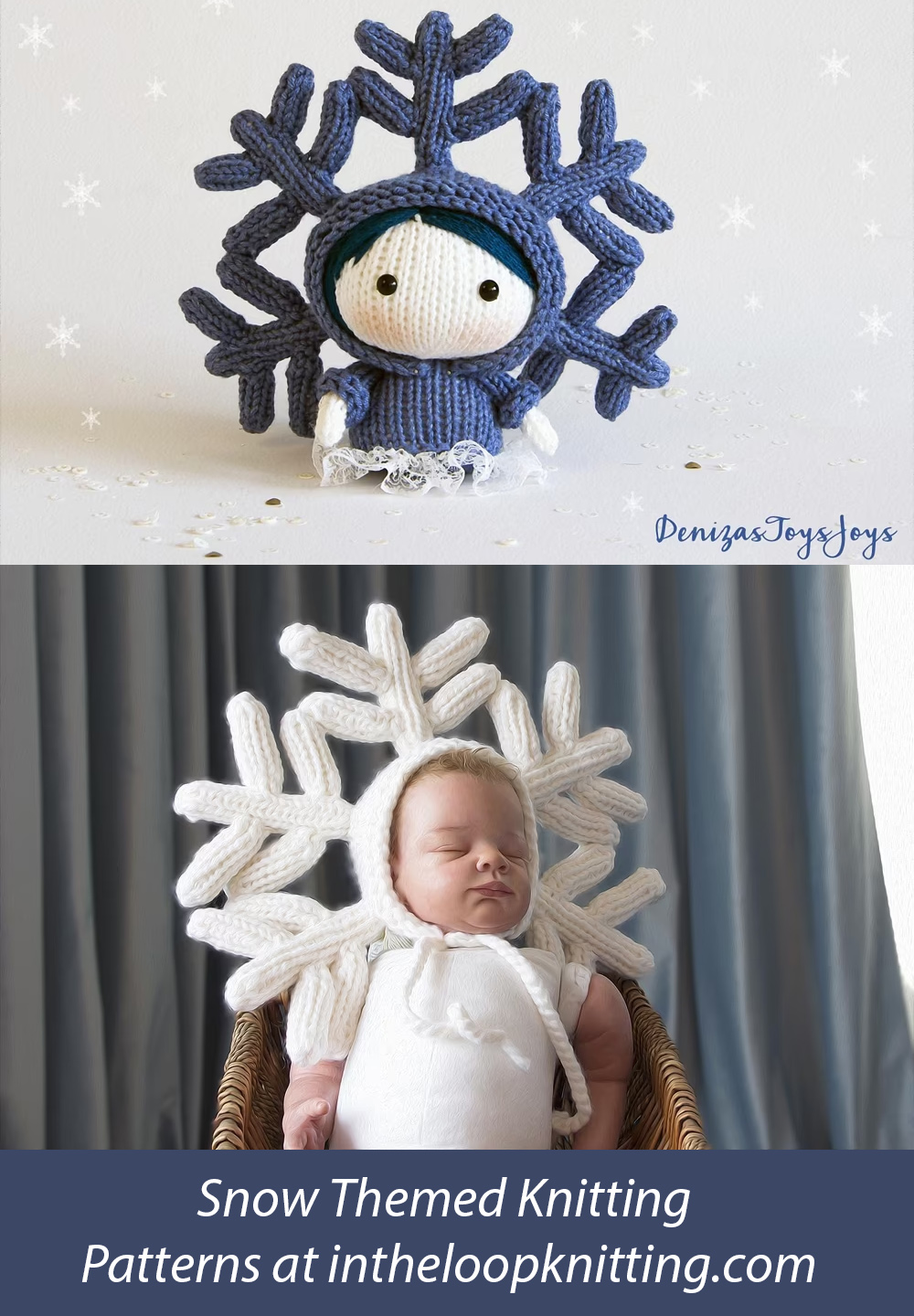 Tanoshi SnowFlake Doll and Snowflake Baby Bonnet Knitting pattern=