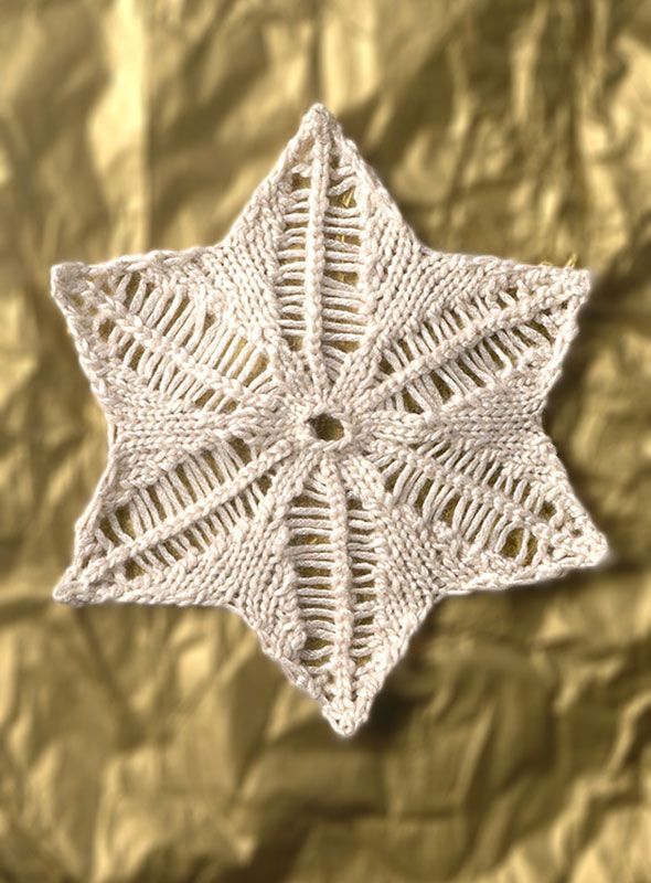 Free knitting pattern for Snowflake ornament and more holiday decoration knitting patterns