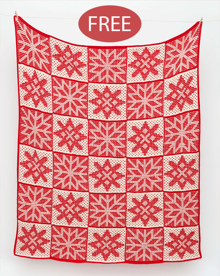 Free Mosaic Snowflakes Blanket Knitting Pattern