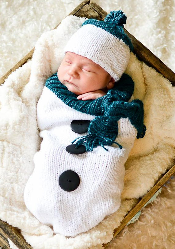 Knitting Pattern for Snowman Baby Bunting