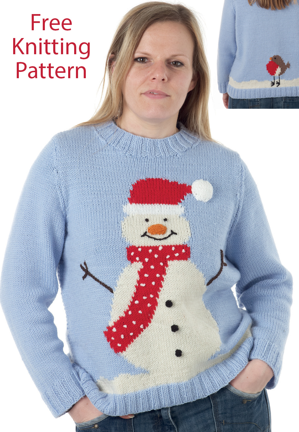 Free Christmas Snowman Jumper Knitting Pattern