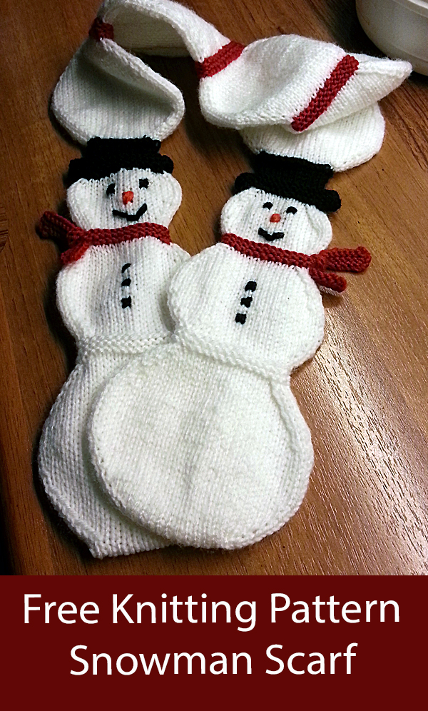 Snowman Scarf Free Knitting Pattern for Christmas