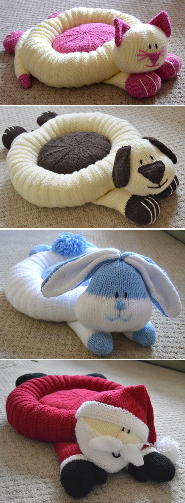 Knitting Pattern for Pet Snuggler Beds or Cushions