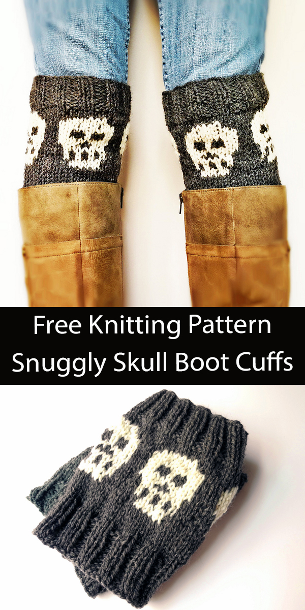 Halloween Knitting Pattern Snuggly Skull Boot Cuffs