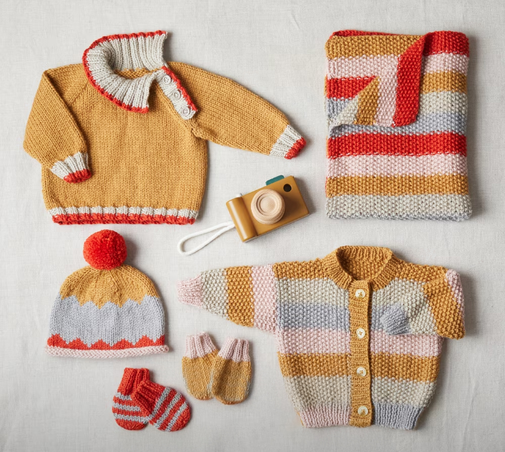 So Simple Stripes Layette Knitting Pattern