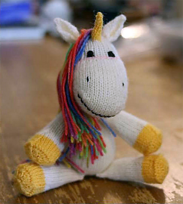 knitted unicorn teddy