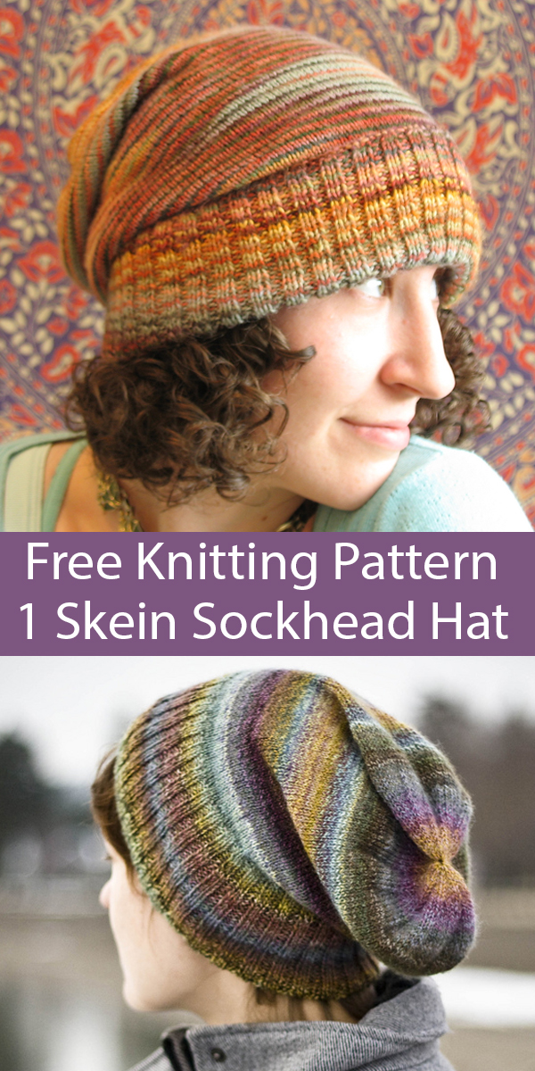Free Knitting Pattern for 1 Skein Sockhead Slouch Hat for Sock Yarn