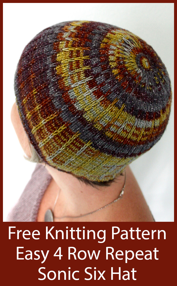 Free Knitting Pattern for Easy 4 Row Repeat Sonic Six Hat