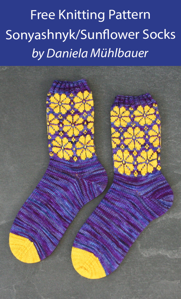 Sonyashnyk Sunflower Socks Free Knitting Pattern