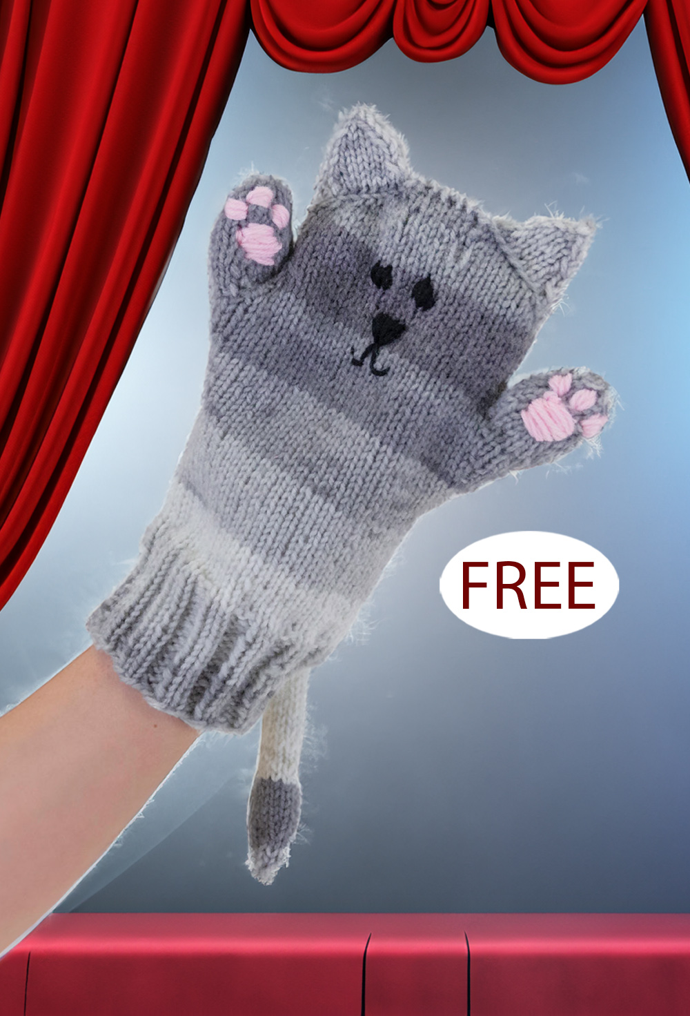 Free Sooty the Cat Hand Puppet Knitting Pattern