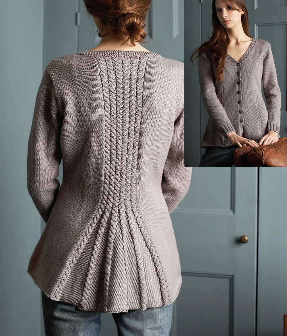 Cardigan Knitting Patterns Sophia Cable Vent Jacket