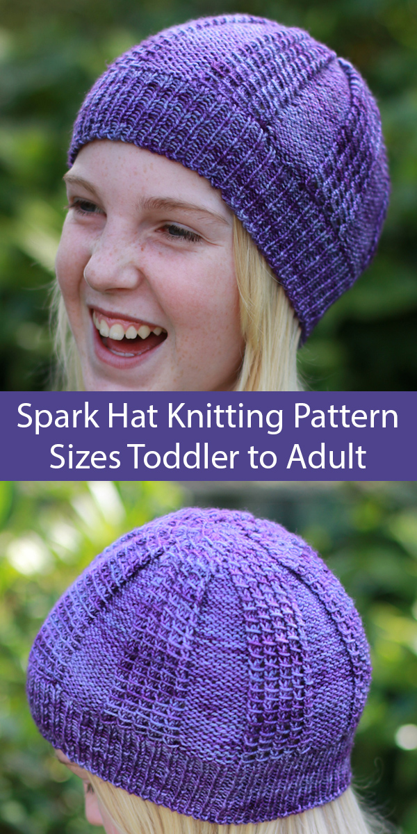 Knitting Pattern for Spark Hat in 4 Sizes Toddler to Adult